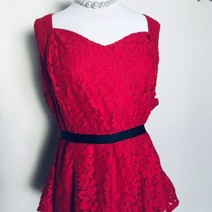 Lane Bryant Red Lace Sleeveless Top